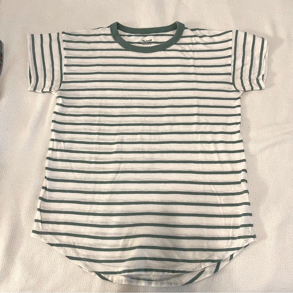 Madewell green stripe tee | cotton tee
